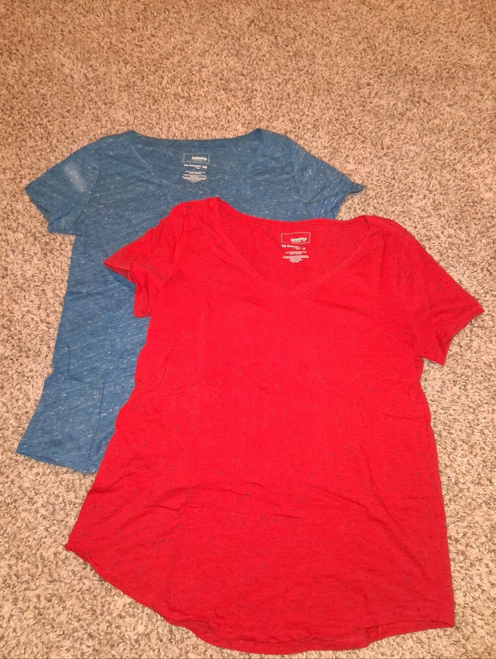 Set Of 2 Sonoma Tshirts, Red Blue, XS/S
